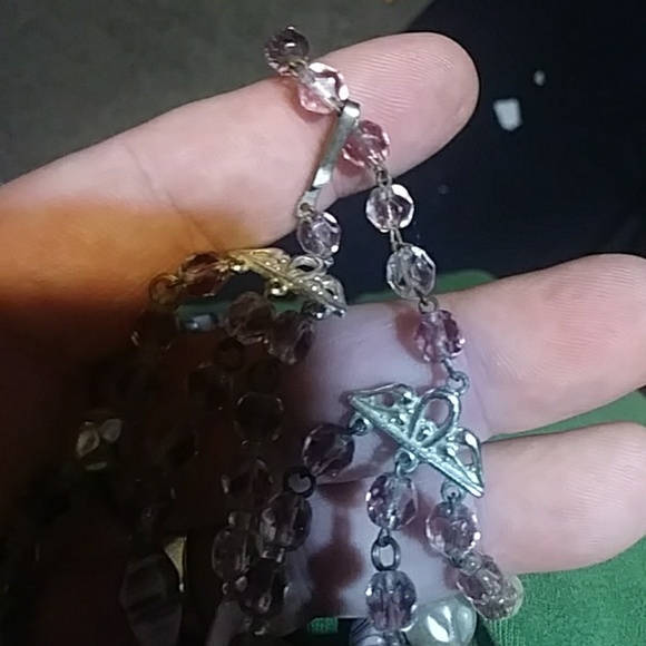 West German triple layer bead necklace stamped - Picture 4 of 5